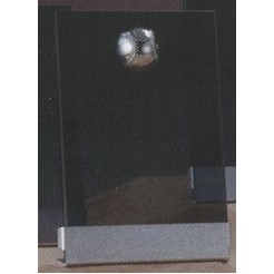 Smoked Glass Plaque Award w/Silver Baseball Accent, Plastic Mounts & Base (5"x7.5")