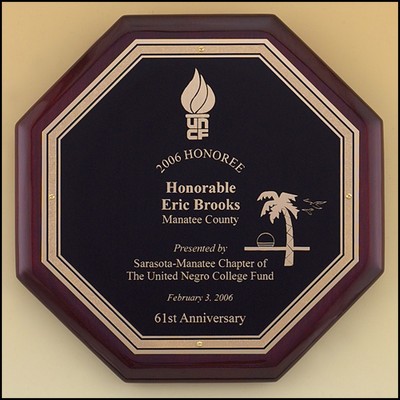 Octagonal Rosewood Piano Finish Plaque (10" x 10")