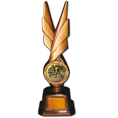 Stock Phoenix 12" Trophy with 2" Soccer Male Coin and Engraving Plate