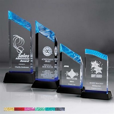 Large Blue Chisel Carve Tower Award on Base
