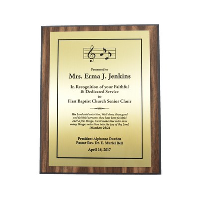 Walnut Finish Plaque w/Black Edge & Gold Plate (9"x12")