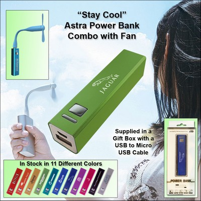 Green 2000 mAh Astra Power Bank Combo w/Fan
