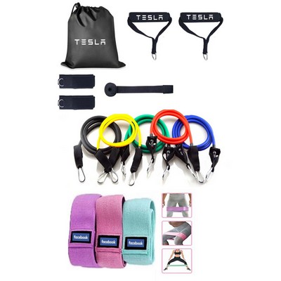 iBank ® Exercise Fitness Resistance Bands Set + Non-Slip Fabric Resistance Bands
