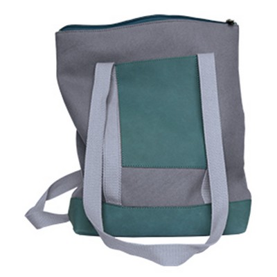 Two-Color Canvas & Leatherette Tote Bag