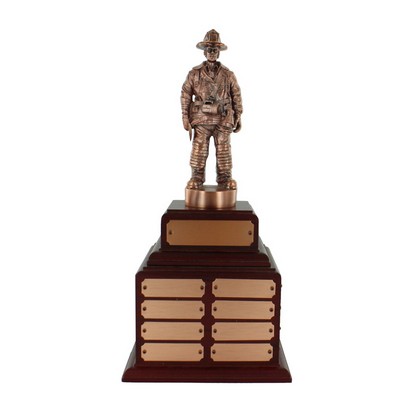 14 ½" Bronze Perpetual Fire Fighter Trophy w/8 Name Plates
