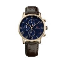 Tommy Hilfiger® Gents Watch w/Brown Leather Strap Blue Dial