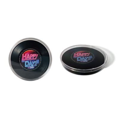 1-Sided Mini Record Coasters - Sets of 4 - Clear Hard Case