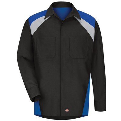 Red Kap Shirts - Men's Long Sleeve Tri-Color Shop Shirt