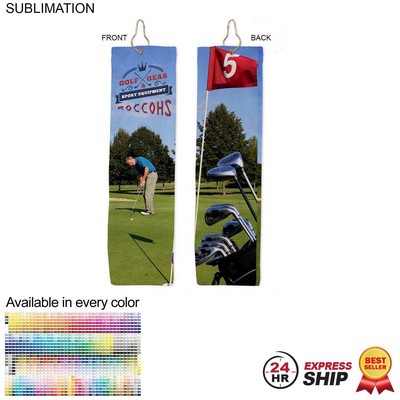 24 Hr Express Ship - Plush Velour Terry Cotton blend Golf Towel, Trifold, (5"x18")