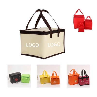 12" Non Woven Insulated Cooler Outdoor Lunch Bag With Handle