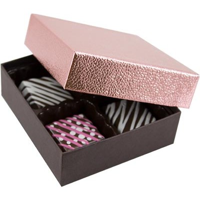 Metallic Rose Pebble & Dark Chocolate Collection Candy Box (10 1/2"x8 1/8"x1 1/8")