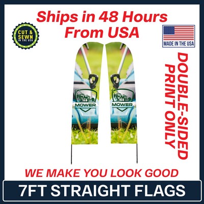 7' Double Sided Premium Straight Flag - Graphic Only - Made in the USA