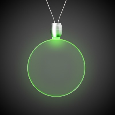 24" Green Round Light-Up Pendant Necklace(Laser Engraved)