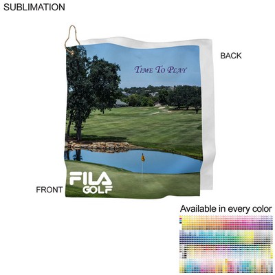 Microfiber Suede Shammy Golf Towel, Nofold Grommet & Hook, Sublimated (15"x15")