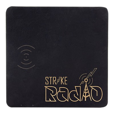 8" x 8" Black/Gold Leatherette Phone Charging Mat