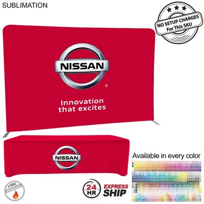 24 Hr Express Ship-Trade Show Booth Package Supreme 10' EuroFit Display and 8' Sublimated Tablecloth