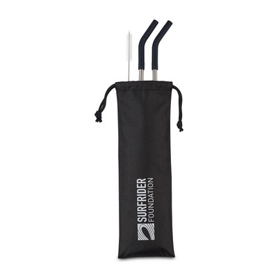 Aviana™ Poppy 2-Pack Stainless Straw Set - Black