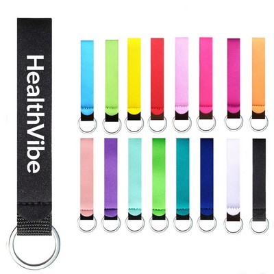 Neoprene Wristlet Lanyard with Key Ring and Keychain Strap