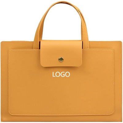 13/14" Portable Leather Laptop Tote Bag