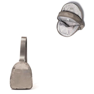 Baggallini Double Zip Mini Sling Bag - Sterling Shimmer Gray