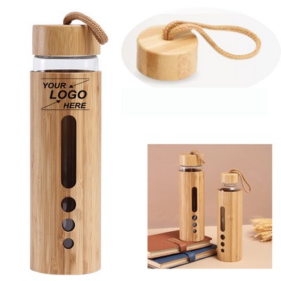 19oz Glass Water Bottle with Bamboo Cover