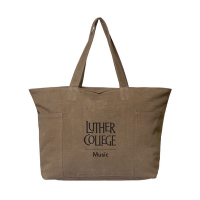 Stone Washed Cotton Tote (21.6"x13"x5.9")