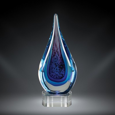 8" - Blue Water Glass Art