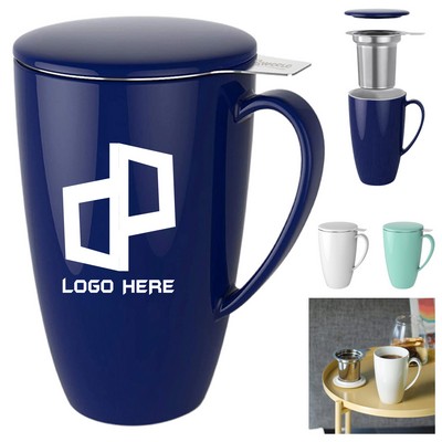Porcelain Tea Mug W/ Infuser And Lid