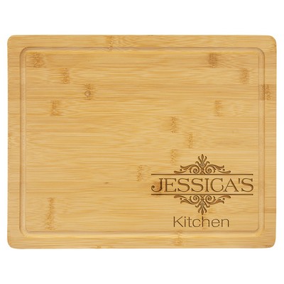 Bamboo Cutting Board with Drip Ring, 13 3/4" x 11"