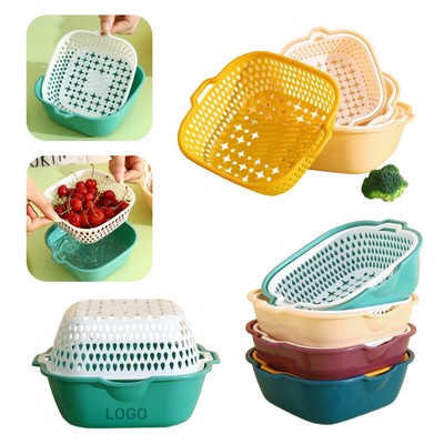 Double Layered Vegetable and Fruit Drain Basket