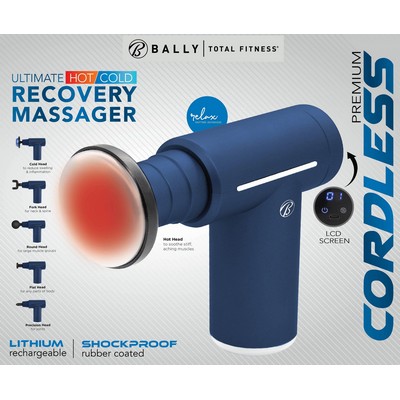 Health, Beauty & Fitness Bally Cordless Rechargeable Hot/Cold Percussion Massager Gun - Blue