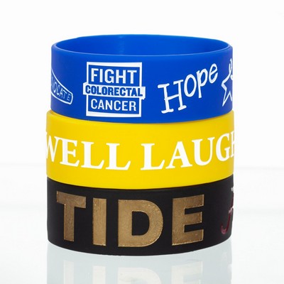 1/2" Rush Debossed Silicone Wristband with Colorfill