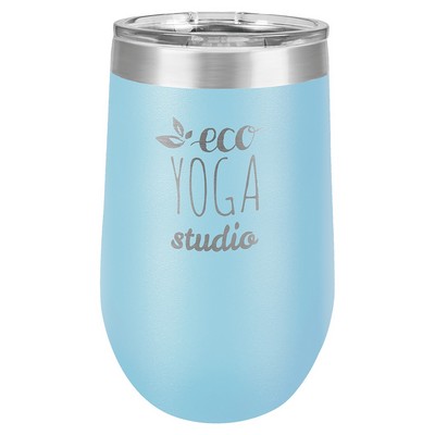 Polar Camel 16 oz. Light Blue Vacuum Insulated Stemless Tumbler with Lid