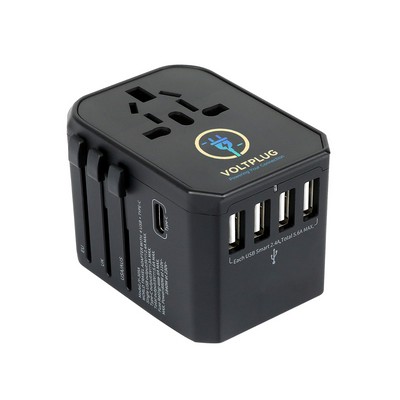 Universal Travel Adapter With 4 USB-A And 1 Type-C Ports