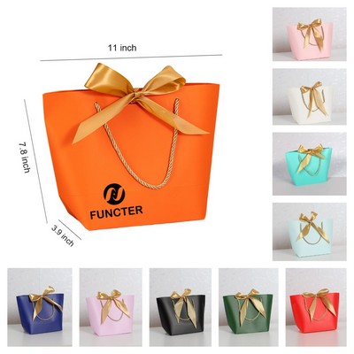 Kraft Eurotote Shopping Gift Bag With Ribbon Bow 11 x 7.8"