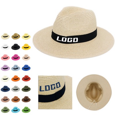 Large Summer Panama Straw Hat With Ribbon