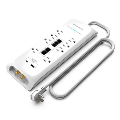 Monster Power Strip/Surge Protector 12 Outlets 2 Usb Ports 6' Long - White