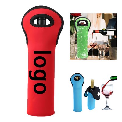 Sublimated Neoprene Wine Carrier Tote With Handle