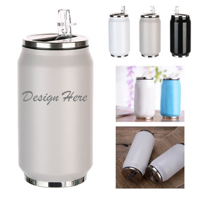 Stainless Steel Insulated Cola Can Style Tumbler With Straw