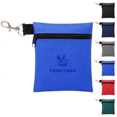 Golf Tee Pouch With Metal Lobster Claw Clip