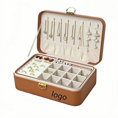 Premium Double-Layer Lockable Jewelry Box with Anti-Tarnish Lining for Elegant Storage