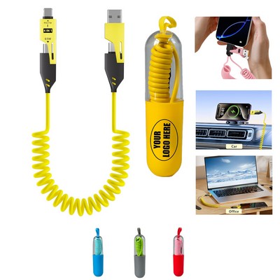 65W Fast-Charging Spring 4-in-1 Silicone Data Cable