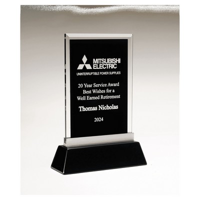 Eminence Black Glass Award, 9.875"H
