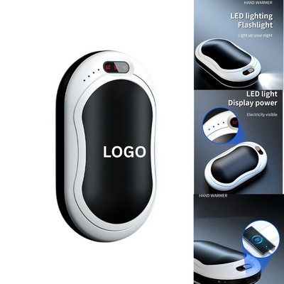 3-in-1 Digital Display Hand Warmer, 6000mAh Power Bank & Flashlight