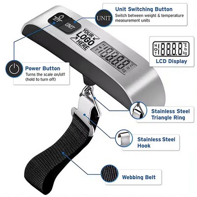 Digital Luggage Scale with LCD Display and Stainless Hook