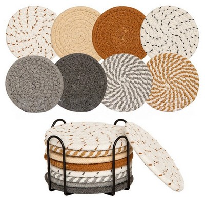 Nordic Style Woven Cotton Placemat Set Heat Resistant for Table and Hot Pots