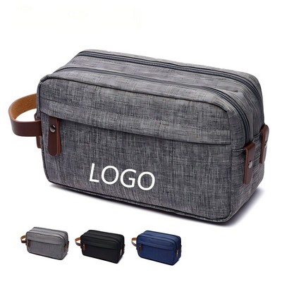 Premium Waterproof Cationic Dual-Zipper Dopp Kit Toiletry Travel Bag