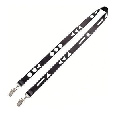 1/2" Dual Bulldog Clip Dye-Sublimated Printing Polyester Lanyards