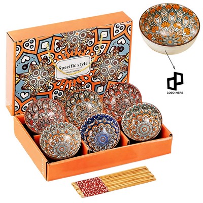6-In-1 Bohemian Style Ceramic Bowl Set