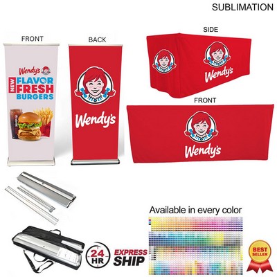 24Hr Express Ship - Outdoor Event Package 4, Double Sided Deluxe Pull Up Banner + 6' box fit Cloth